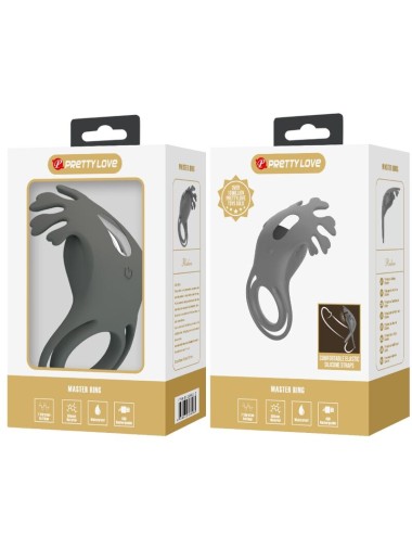 PRETTY LOVE - RUBEN DOUBLE VIBRATING RING WITH STIMULATOR GRAY