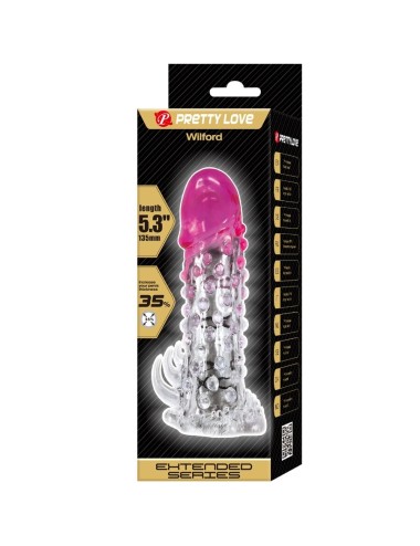 PRETTY LOVE - WILFORD REALISTIC ENLARGEMENT SHEATH WITH EMBOSSED PENIS PINK