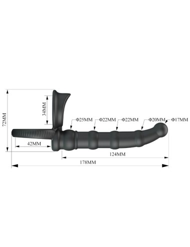 PRETTY LOVE - TATUM VIBRATING PENIS RING WITH PLUG 10 VIBRATIONS BLACK