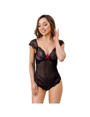LIVCO CORSETTI FASHION - EVELYN LC 20243 BODY WITH LACE TRIMMING AND TRANSPARENCIES BLACK L/XL