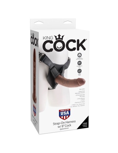 KING COCK - HARNESS WITH REALISTIC PENIS BROWN 20.3 CM