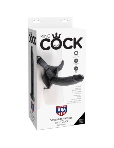 KING COCK - HARNESS WITH BLACK REALISTIC PENIS 22.9 CM