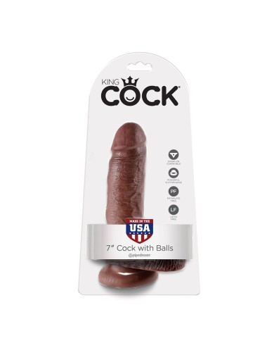 KING COCK - 7 DILDO BROWN WITH BALLS 17.8 CM