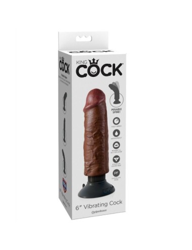 KING COCK - VIBRATING COCK BROWN 15.24 CM