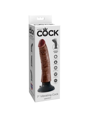 KING COCK - VIBRATING COCK BROWN 17.78 CM