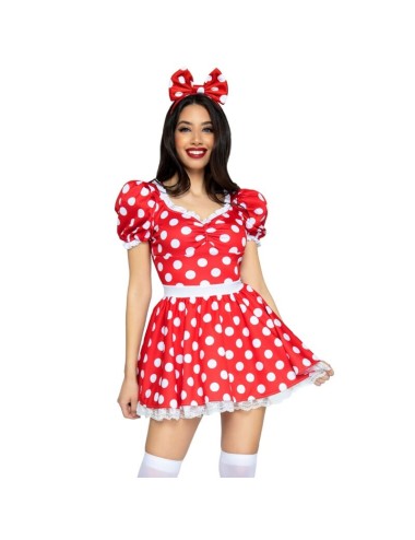 LEG AVENUE - POLKA DOT DRESS + HEADBAND RED/WHITE S