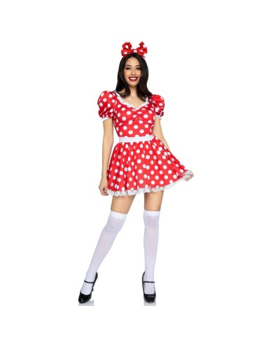 LEG AVENUE - POLKA DOT DRESS + HEADBAND RED/WHITE S