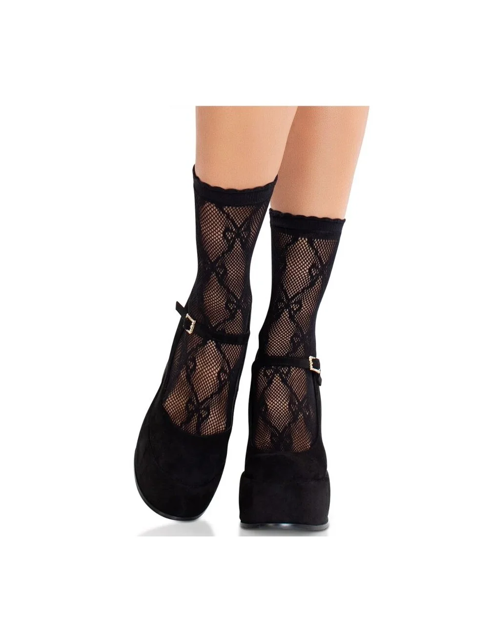 LEG AVENUE - BLACK LACE BOW LACE SOCKS LEG AVENUE - BLACK LACE BOW LACE SOCKS