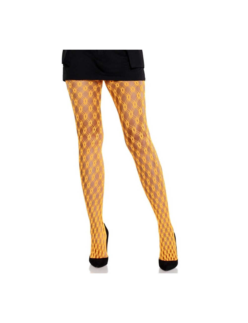 LEG AVENUE - LACE TIGHTS WITH EYELETS NEON ORANGE