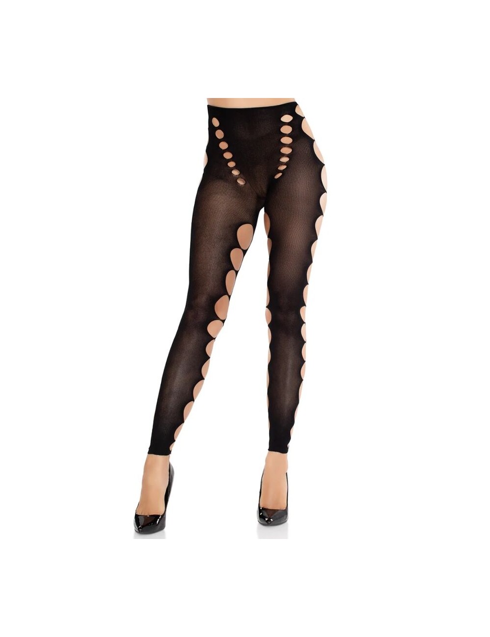 LEG AVENUE - SEAMLESS OPAQUE STOCKINGS WITH CUTOUT AT THE FEET BLACK LEG AVENUE - SEAMLESS OPAQUE STOCKINGS WITH CUTOUT AT THE FEET BLACK