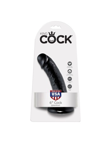 KING COCK 6" COCK BLACK 15.2 CM