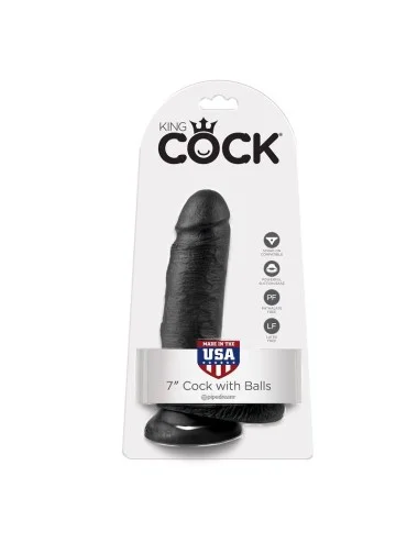 KING COCK - 7 DILDO BLACK WITH BALLS 17.8 CM