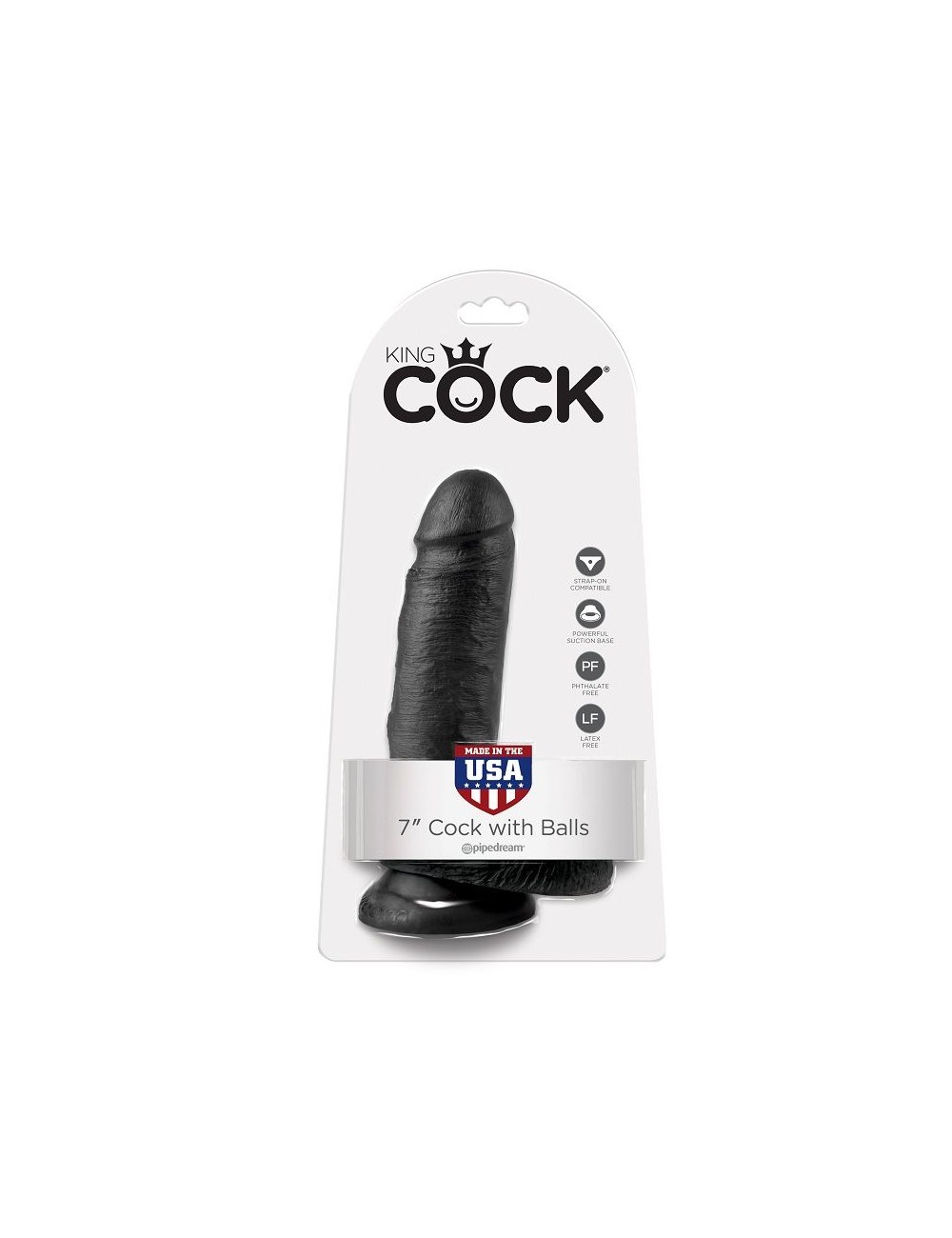 KING COCK - 7 DILDO BLACK WITH BALLS 17.8 CM