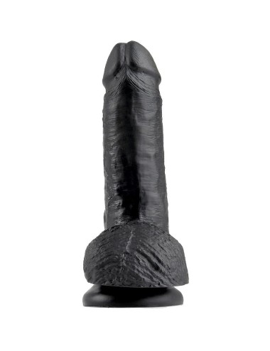 KING COCK - 7 DILDO BLACK WITH BALLS 17.8 CM