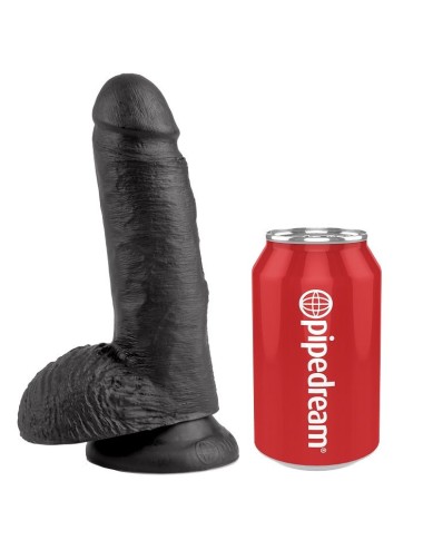 KING COCK - 7 DILDO BLACK WITH BALLS 17.8 CM