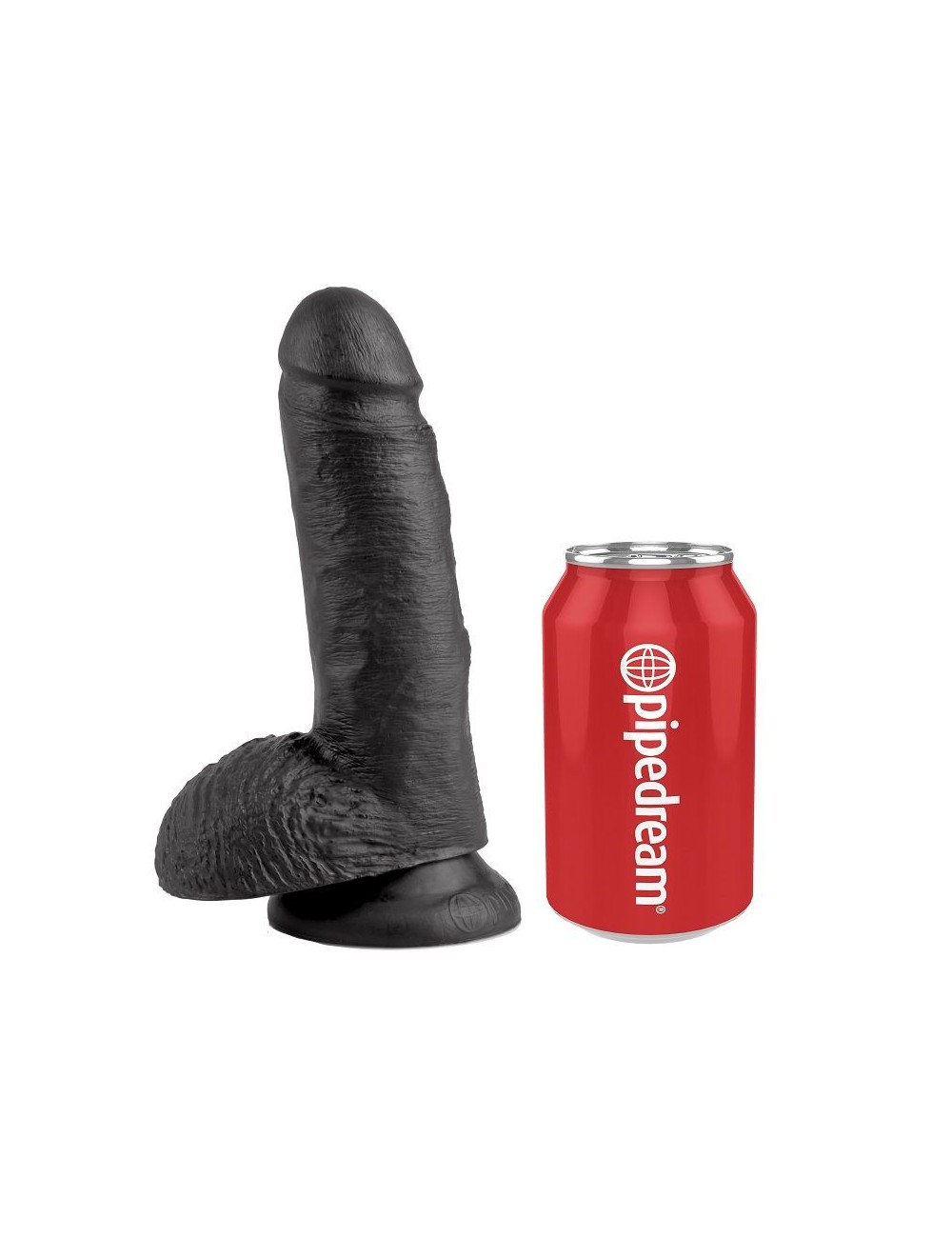 KING COCK - 7 DILDO BLACK WITH BALLS 17.8 CM