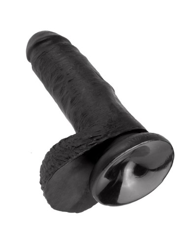 KING COCK - 7 DILDO BLACK WITH BALLS 17.8 CM