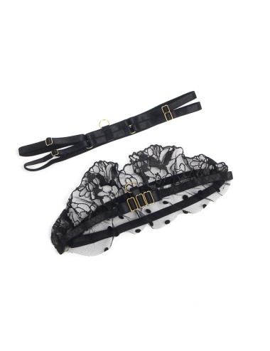 SUBBLIME - 957490 LACE BRA AND GARTER SET  BLACK L/XL