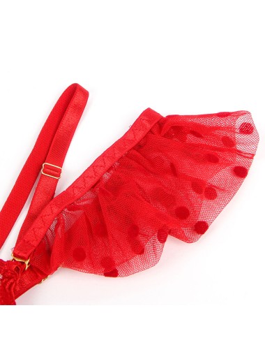SUBBLIME - 957506  LACE BRA AND GARTER SET RED S/M