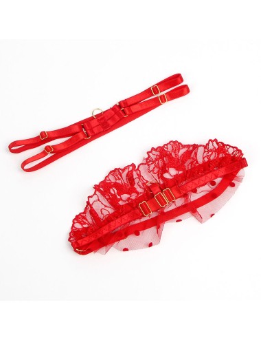 SUBBLIME - 957506  LACE BRA AND GARTER SET RED S/M