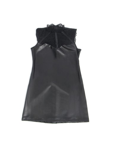 SUBBLIME - 957551 LACE COLLAR LEATHER DRESS BLACK L/XL