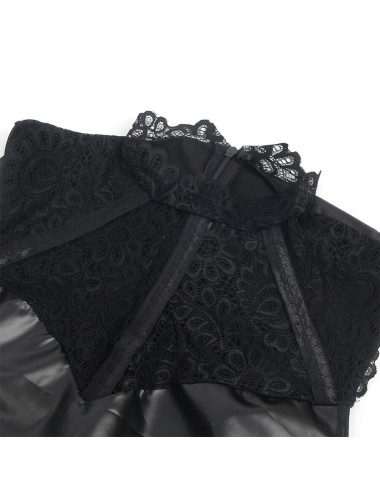 SUBBLIME - 957551 LACE COLLAR LEATHER DRESS BLACK L/XL