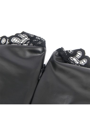 SUBBLIME - 957551 LACE COLLAR LEATHER DRESS BLACK L/XL