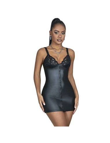 SUBBLIME - 957575  LEATHER ZIP DRESS BLACK L/XL
