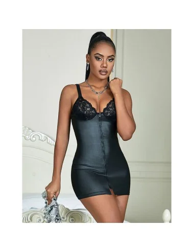 SUBBLIME - 957575  LEATHER ZIP DRESS BLACK L/XL