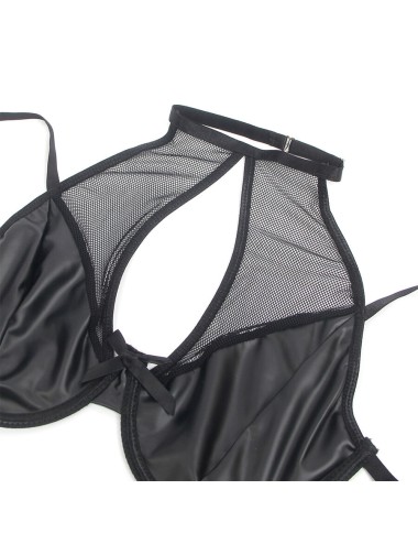 SUBBLIME - 957582 LEATHER BRA AND SKIRT SET BLACK S/M