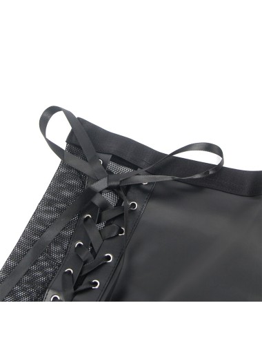 SUBBLIME - 957582 LEATHER BRA AND SKIRT SET BLACK S/M
