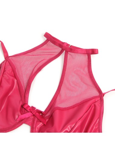 SUBBLIME - 957612  LEATHER BRA AND SKIRT SET RED L/XL