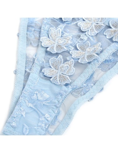 SUBBLIME - 957629  FLOWER EMBROIDERED BRA AND PANTIES SET SKY BLUE S/M