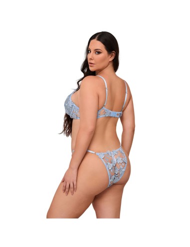 SUBBLIME - 957636 FLOWER EMBROIDERED BRA AND PANTIES SET SKY BLUE L/XL