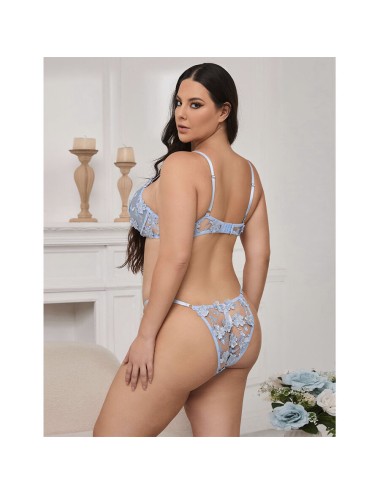SUBBLIME - 957636 FLOWER EMBROIDERED BRA AND PANTIES SET SKY BLUE L/XL