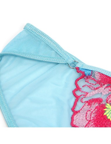 SUBBLIME - 957643 FLOWER EMBROIDERED BRA AND GARTER BELT SET PINK S/M