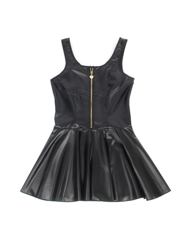 SUBBLIME - 957674 HEART ZIPPER LEATHER DRESS BLACK L/XL