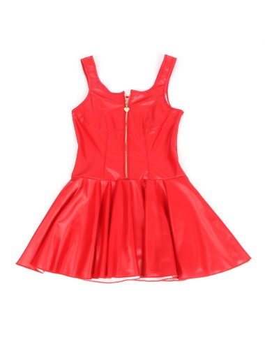 SUBBLIME - 957681 HEART ZIPPER LEATHER DRESS RED S/M
