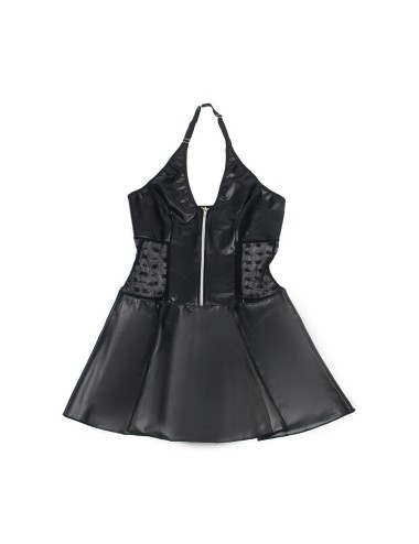 SUBBLIME - 957711 LACE ZIPPER LEATHER DRESS BLACK L/XL