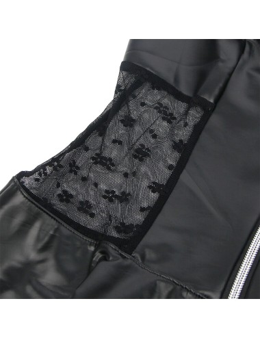 SUBBLIME - 957711 LACE ZIPPER LEATHER DRESS BLACK L/XL