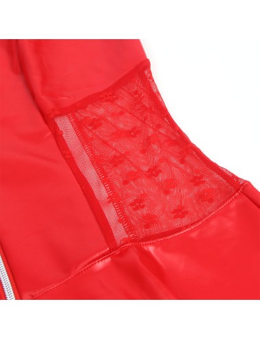 SUBBLIME - 957735 LACE ZIPPER LEATHER DRESS RED L/XL