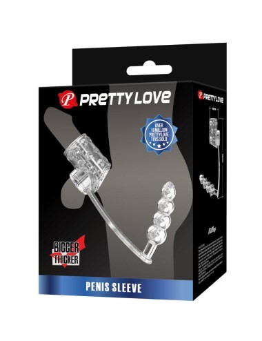 PRETTY LOVE - PENIS SLEEVE WITH ANAL PLUG TRANSPARENT