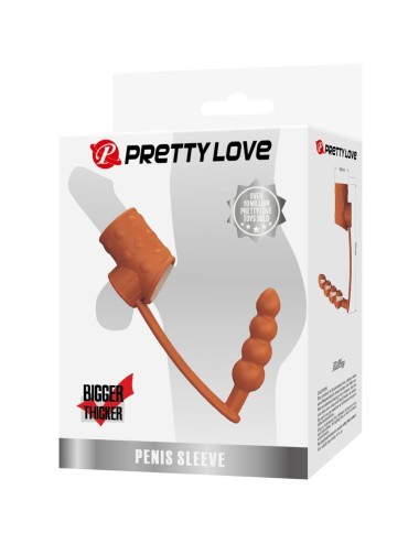 PRETTY LOVE - PENIS SLEEVE WITH ANAL PLUG NATURAL