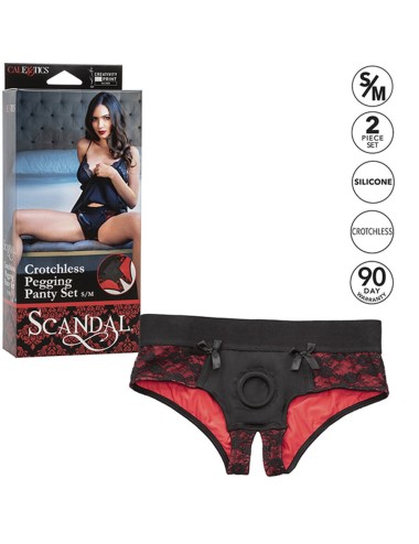 CALEXOTICS - SCANDAL SET OF CROTCHLESS PANTIES WITH DILDO SIZE S/M