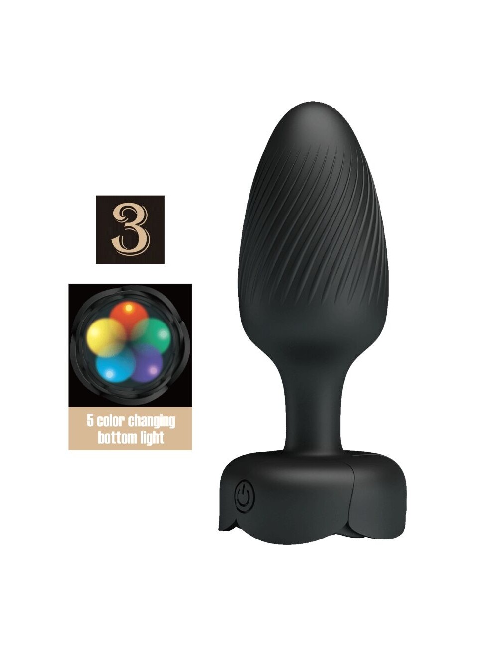 PRETTY LOVE - OSBORN ANAL PLUG WITH LED LIGHT BLACK 9.8 CM PRETTY LOVE - OSBORN ANAL PLUG WITH LED LIGHT BLACK 9.8 CM