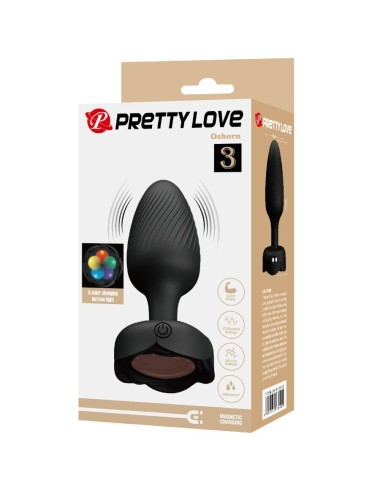 PRETTY LOVE - OSBORN ANAL PLUG WITH  LED LIGHT BLACK 9.8 CM