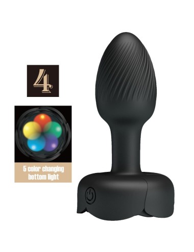 PRETTY LOVE - OLMAN ANAL PLUG WITH  LED LIGHT BLACK 8.8 CM