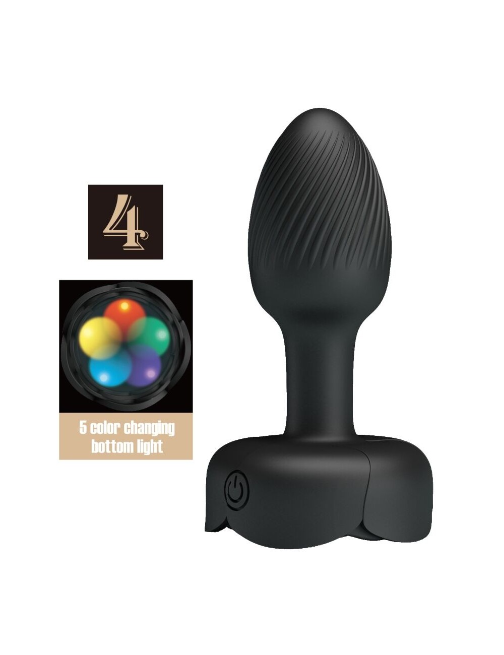 PRETTY LOVE - OLMAN ANAL PLUG WITH  LED LIGHT BLACK 8.8 CM