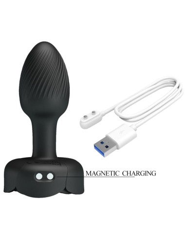 PRETTY LOVE - OLMAN ANAL PLUG WITH  LED LIGHT BLACK 8.8 CM