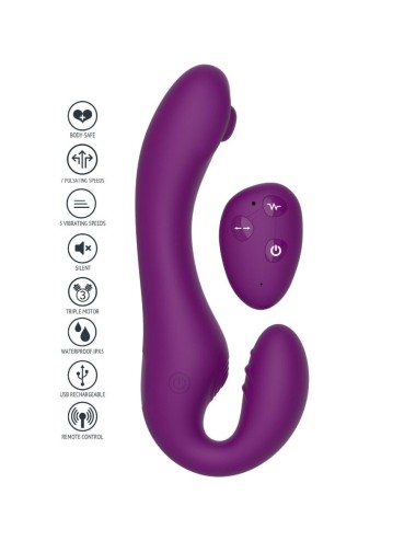 XOCOON - 2 IN 1 STRAPLESS STRAP-ON VIBRATOR WITH REMOTE CONTROL PURPLE